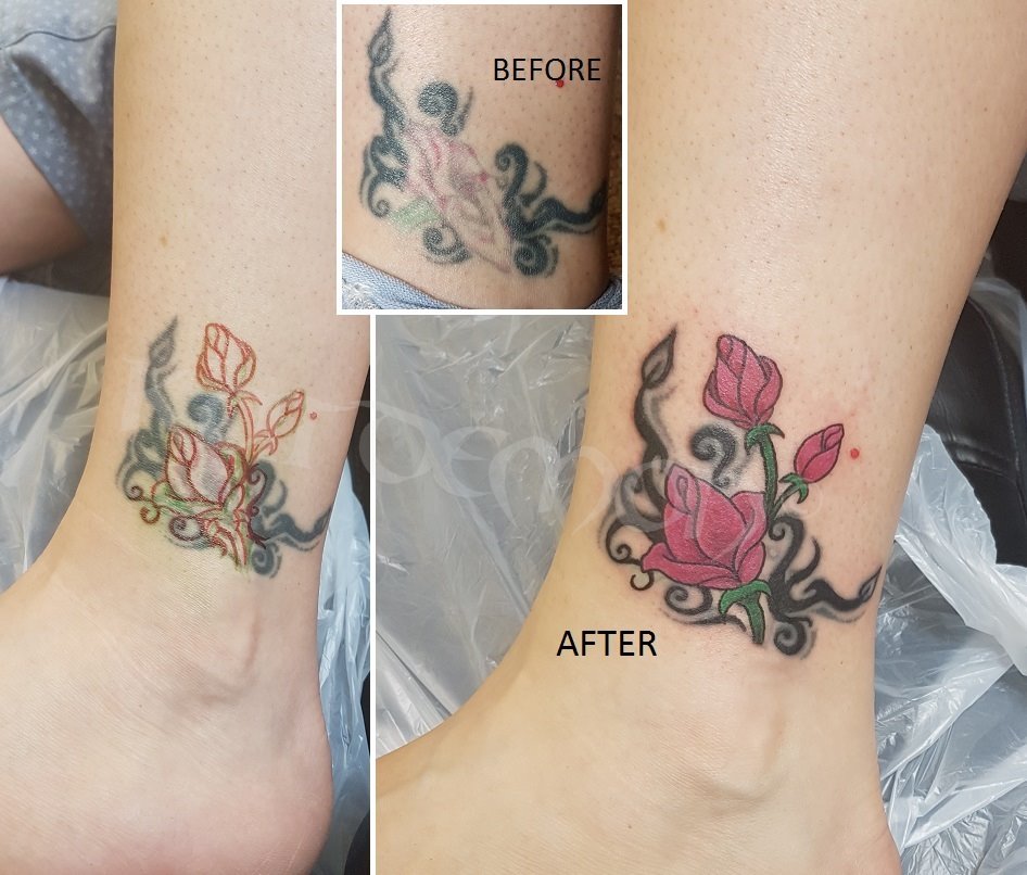 Roses cover up tattoo